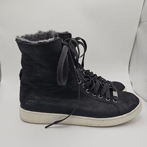 UGG Starlyn Trainer black leather high top sneaker boots size 11